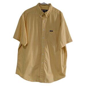 Chaps Ralph Lauren Men's Plaid Button Down Shirt Yellow XL, Cotton, Short Sleeve